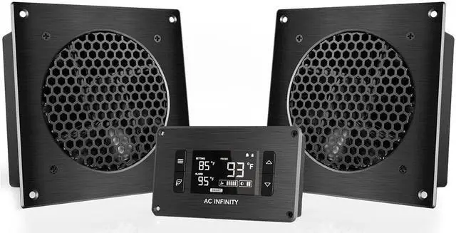 Main image of AC Infinity AIRPLATE T8, Quiet Cooling Dual-Fan System 6" with Thermostat Control, for Home Theater AV Cabinets