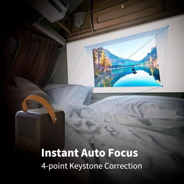 Alt view image 7 of 7 - Portable Projector for Outdoor Movie, WEMAX Dice Mini Projectors with WiFi Bluetooth, 700 ANSI Lumens 1080p FHD 4K Support, 3 Hrs Battery Video Time, Android TV 9.0, Dolby Audio, Auto Focus Keystone