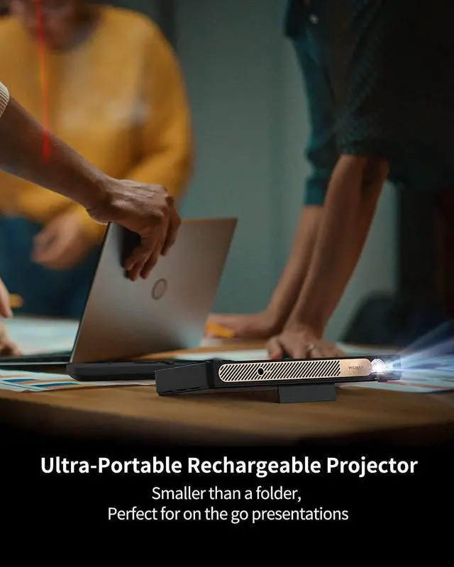 Alt view image 4 of 7 - WEMAX Go Advanced Portable Laser Projector, 1080p Mini Projector, 4K Support, Smart System, Built-in Battery, Auto Keystone, Bluetooth 5.0, Perfect for Mobile Business, Outdoor Night Movies