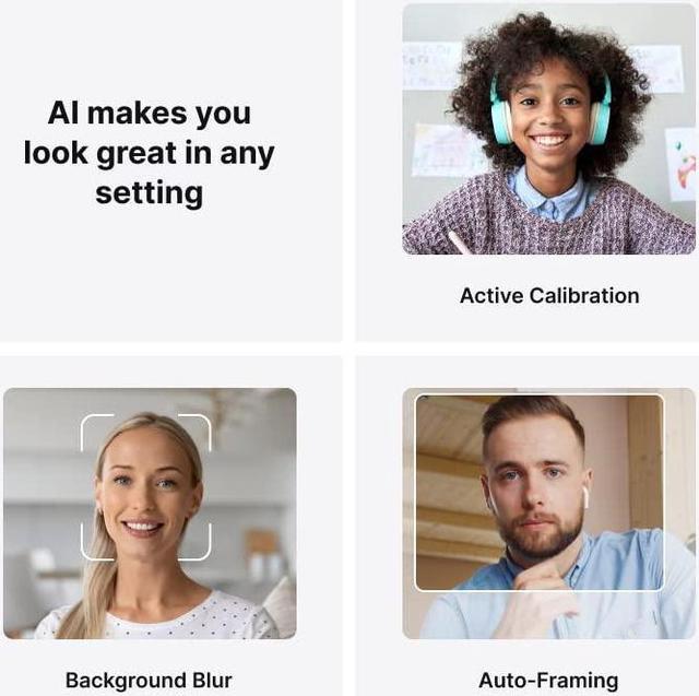 Alt view image 4 of 5 - 4K Webcam: Studio-Quality Webcam Powered by AI. Look Great on Every Video Call. Compatible with Mac and PC (Atomic Grey)