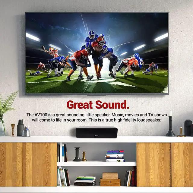 Alt view image 6 of 7 - TV Sound Bar with Six Levels of Voice Boost - Home Theater Audio TV Speakers Soundbar - AccuVoice Soundbar for TV - AV100 Black