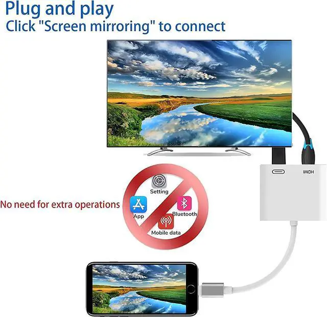 Alt view image 6 of 7 - Lightning to HDMI Adapter [Apple MFi Certified], No Power Needed 1080P Screen Converter with Lightning Charging Port, iPhone to HDMI Adapter Compatible with iOS Devices for Projector/Monitor/TV