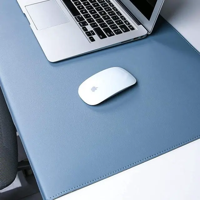 Alt view image 3 of 7 - Jeukidi Folded Edge Elbow Pad Large Desk Pad Office Non Slip PU Leather Desk Pad Oversized Mouse Pad Learning Waterproof Desk Pad Protector Computer 35.43''×16.93'' Black