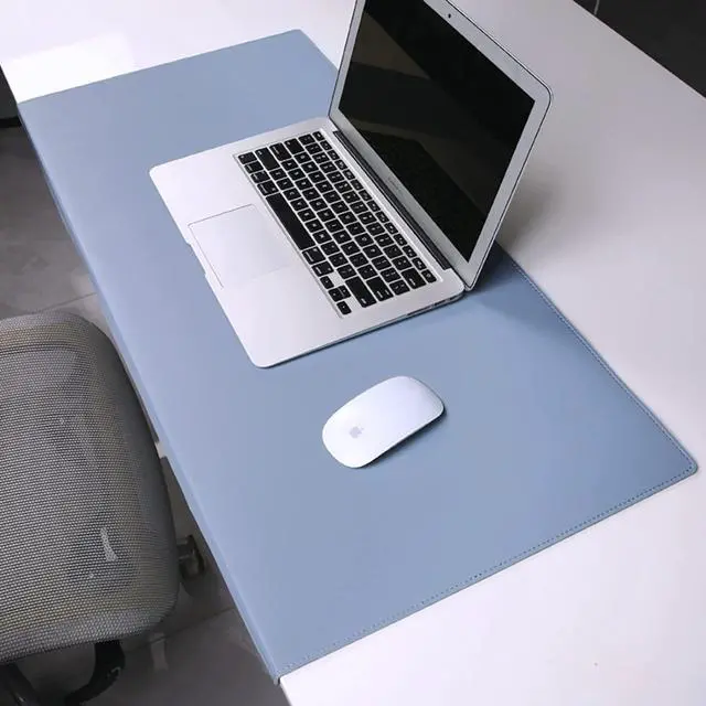 Alt view image 4 of 7 - Jeukidi Folded Edge Elbow Pad Large Desk Pad Office Non Slip PU Leather Desk Pad Oversized Mouse Pad Learning Waterproof Desk Pad Protector Computer 35.43''×16.93'' Black