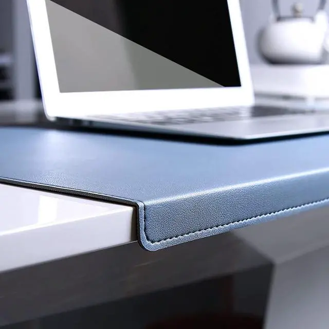 Alt view image 2 of 7 - Jeukidi Folded Edge Elbow Pad Large Desk Pad Office Non Slip PU Leather Desk Pad Oversized Mouse Pad Learning Waterproof Desk Pad Protector Computer 35.43''×16.93'' Black