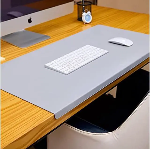 Alt view image 4 of 7 - Jeukidi Folded Edge Elbow Pad Large Desk Pad Office Non Slip PU Leather Desk Pad Oversized Mouse Pad Learning Waterproof Desk Pad Protector Computer 23.6''×11.8'' Brown