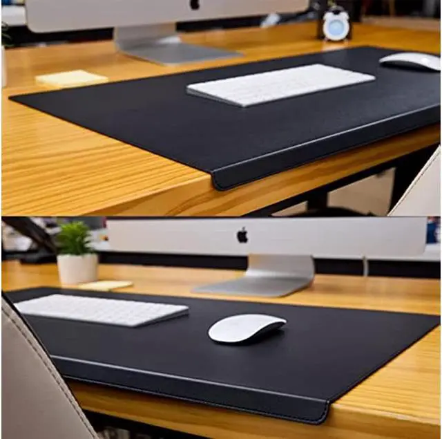 Alt view image 5 of 7 - Jeukidi Folded Edge Elbow Pad Large Desk Pad Office Non Slip PU Leather Desk Pad Oversized Mouse Pad Learning Waterproof Desk Pad Protector Computer 23.6''×11.8'' Brown