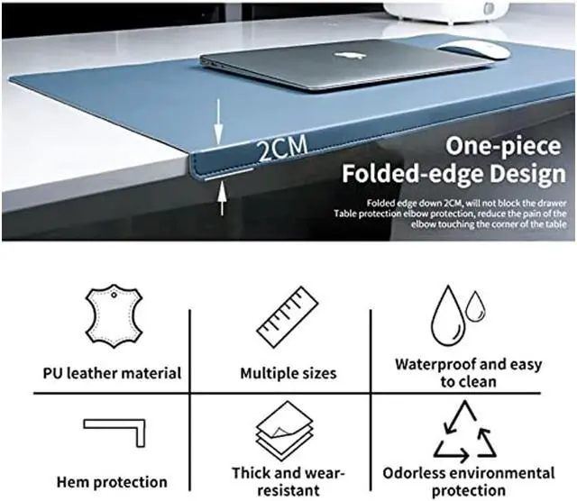 Alt view image 7 of 7 - Jeukidi Folded Edge Elbow Pad Large Desk Pad Office Non Slip PU Leather Desk Pad Oversized Mouse Pad Learning Waterproof Desk Pad Protector Computer 23.6''×11.8'' Brown