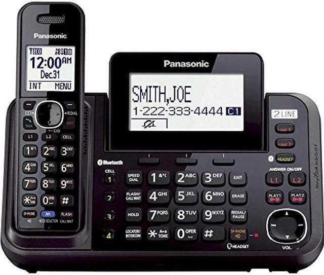 Panasonic 2-Line Cordless Phone System with 1 Handset - Answering Machine,  Link2Cell, 3-Way Conference, Call Block, Long Range DECT 6.0, Bluetooth -  KX-TG9541B (Black) 
