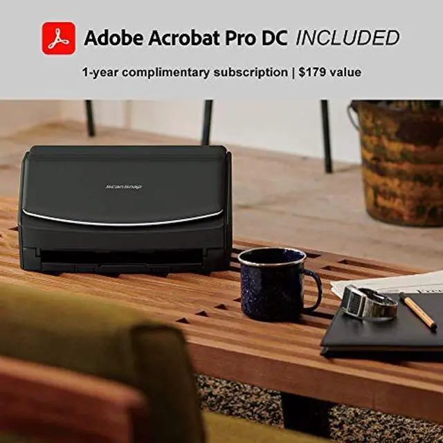 Alt view image 4 of 5 - Fujitsu ScanSnap iX1500 Deluxe Color Duplex Document Scanner with Adobe Acrobat Pro DC for Mac or PC, Black