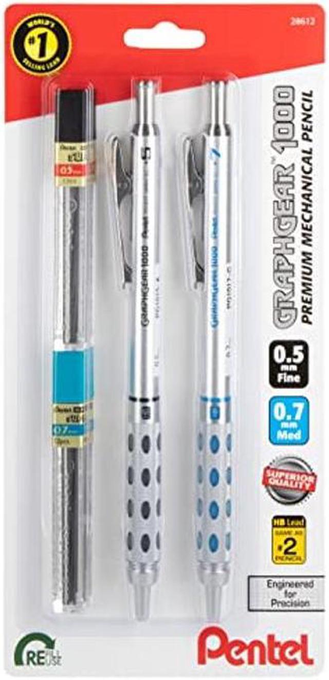 Pentel GraphGear 1000 Automatic Drafting Pencil - Metal Mechanical Pencils  0.5 and 0.7mm with Refill Leads 