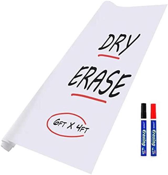 Dry Erase Whiteboard Sticker, Contact Paper, White Board Wallpaper Roll,  6x4 ft, Adhesive Sticky Film, Peel and Stick, Removable Sheet, Laminate  Poster, Vinyl Wall Decal with 2 Markers