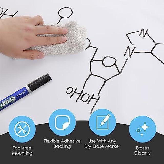 Dry Erase Whiteboard Sticker, Contact Paper, White Board Wallpaper Roll,  6x4 ft, Adhesive Sticky Film, Peel and Stick, Removable Sheet, Laminate