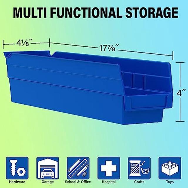 Akro-Mils 30128 Plastic Containers for Organizing and Storage Bins for  Closet, Kitchen Cabinet, or Pantry Organization, 18-Inch x 4-Inch x 4-Inch,  Clear, 12-Pack 