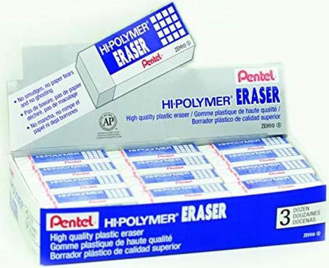 Pentel Hi-Polymer Block Eraser, Large White 36 pack (ZEH-10) 