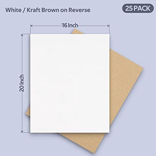 Golden State Art, 25 Pack 16x20 One-side White Corrugated