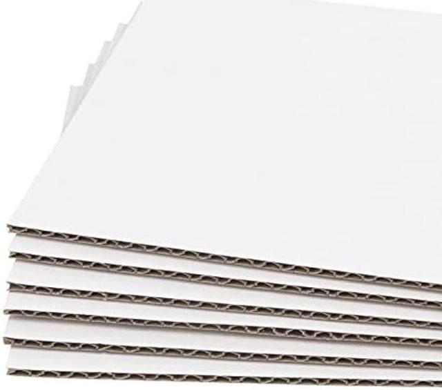 Golden State Art, 50 Pack 12x12 One-side White Corrugated Cardboard Sheets,  Flat Cardboard Inserts Layer Pads for Mailing, Packaging or Art Crafts  photo backing (1/8 Thick) 
