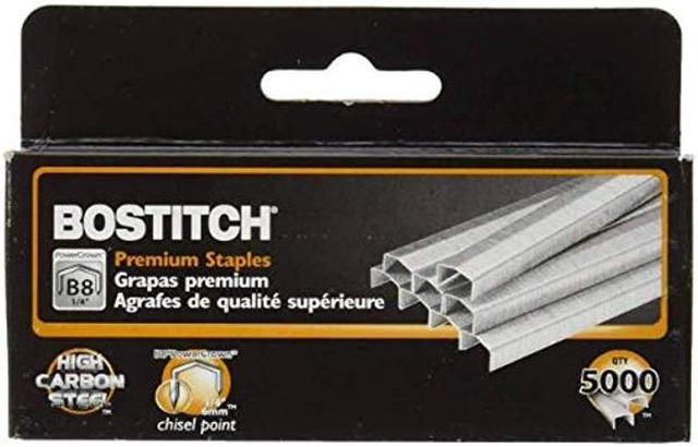 BOSTITCH B8 PowerCrown Premium Staples, 1/4 Leg Length, 5000 per Box