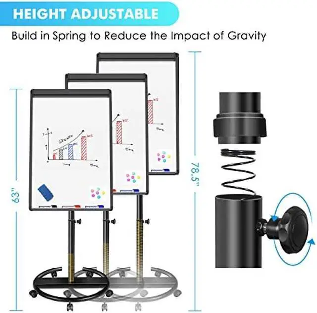 Alt view image 2 of 5 - Mobile Dry Erase Board - 40x28 inches Magnetic Portable Whiteboard Stand Easel White Board Flipchart Easel Board with 25 Sheets Paper Pad