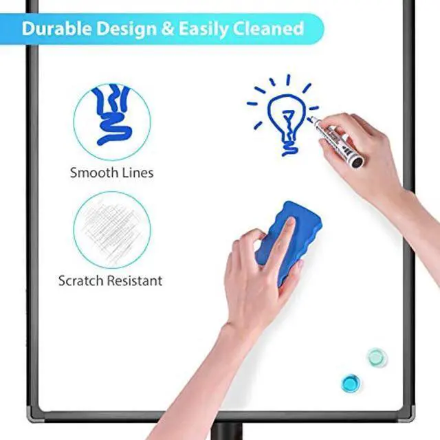 Alt view image 5 of 5 - Mobile Dry Erase Board - 40x28 inches Magnetic Portable Whiteboard Stand Easel White Board Flipchart Easel Board with 25 Sheets Paper Pad