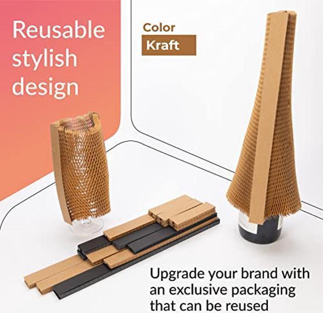 IDL Packaging 8 Flexi-Hex(tm) Honeycomb Packing Paper Sleeves, S, Brown,  Pack of 50 - Adaptable to Any Shape Cushioning Packaging with Modern Design  - Flexible & Reusable Wrap Bags for Moving 