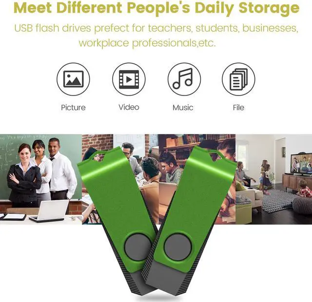 Alt view image 3 of 5 - 1GB USB Flash Drive 20 Pack AGECASH USB 2.0 Thumb Flash Drives Bulk Green Swivel 1GB USB Memory Stick Zip Jump Drive Multipack Pendrive with Labels & Lanyards