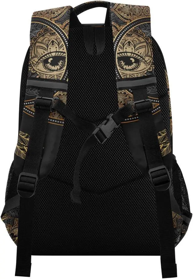Alt view image 2 of 5 - ALAZA Boho Chic Golden Crescent Moon & Sun Mandala Backpack Purse for Women Men Personalized Laptop Notebook Tablet School Bag Stylish Casual Daypack, 13 14 15.6 inch