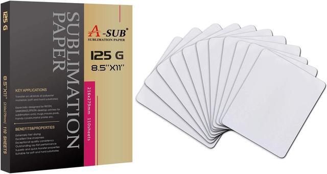 Main image of A-SUB Sublimation Paper 8.5x11 Inch 110 Sheets and Sublimation Mouse Pad Blank 11PCS