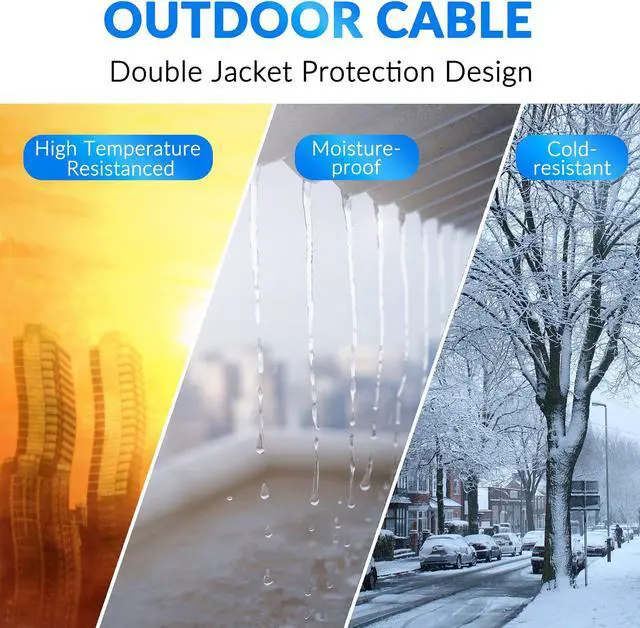 Alt view image 4 of 5 - Cat5e Outdoor Ethernet Cable 200 Feet, Cat 5e Heavy Duty Internet Network LAN Cable, More Flexible Than Cat 6, Waterproof, PVC & LLDPE UV Double Jackets for in Wall, Direct Burial, Router, POE, Indoor