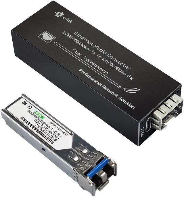 Main image of StarRoute Elenzk Micro Gigabit Fiber Media Converter, 10/100/1000Mbps Ethernet to SFP, 1310nm SM 20km, DC 5V USB-C Powered, Ultra Compact