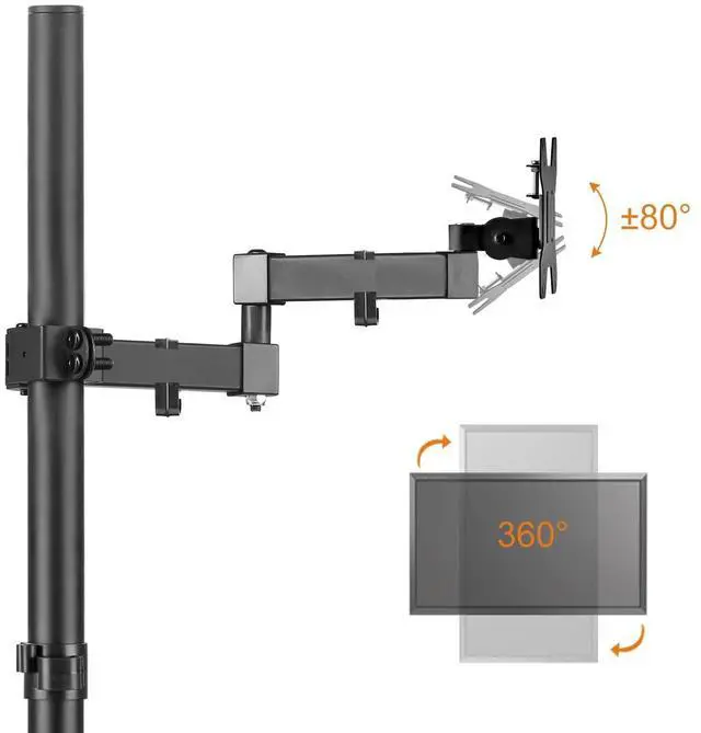 Alt view image 4 of 5 - Bracwiser Single Fully Adjustable Standing Height Monitor Arm Stand Mount 800mm Tall for Monitor Computer Screen 13 15 17 19 20 22 23 24 26 27 30 32 inch VESA 75 100 (MD7821)