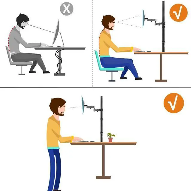 Alt view image 5 of 5 - Bracwiser Single Fully Adjustable Standing Height Monitor Arm Stand Mount 800mm Tall for Monitor Computer Screen 13 15 17 19 20 22 23 24 26 27 30 32 inch VESA 75 100 (MD7821)