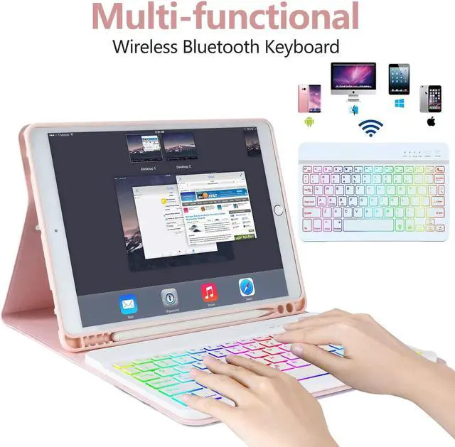 Alt view image 4 of 5 - FUWANG Compatible with iPad 9th Generation Keyboard Case 10.2"(2021)/8th Gen/7th Gen Bundle with Stylus Pen for iPad 9th&10th Generation