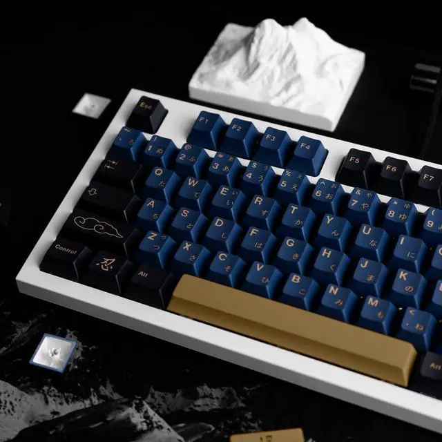 Alt view image 5 of 5 - GEKUCAP Blue Samurai Keycaps 129 Keys, Cherry Profile Dye Sublimation Keycaps for Gaming Keyboard, PBT Customized keycaps Set with Puller for Cherry Mx Switches Mechanical Keyboard
