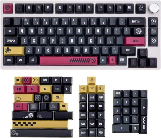 Alt view image 2 of 5 - GK GAMAKAY 149 Keys Steampunk Style Keycaps Set, Cherry Profile PBT Dye-Sub Double-Shot Keycap Suitable for LK67 TK75 60/65/87/98/104/108 ANSI Layout Mechanical Gaming Keyboard (Steampunk Theme)