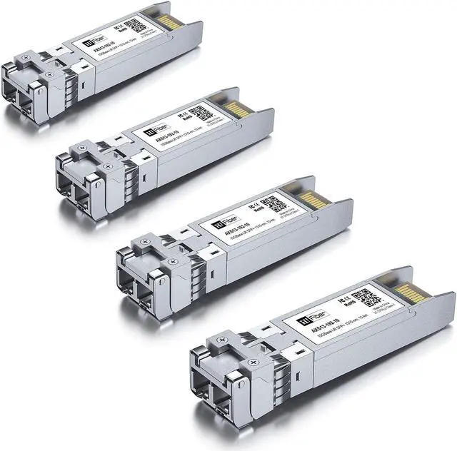 Main image of H!Fiber 10G Single Mode SFP+ LC Module, 10GBase-LR Fiber Transceiver for Cisco SFP-10G-LR, Meraki MA-SFP-10GB-LR, Ubiquiti UniFi UF-SM-10G, Mikrotik, Netgear, D-Link (SMF,1310nm,10km,DDM) 4 Pack