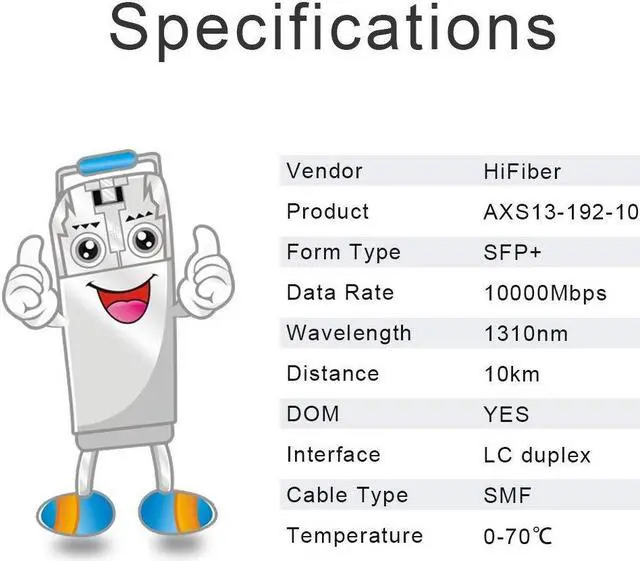 Alt view image 5 of 5 - H!Fiber 10G Single Mode SFP+ LC Module, 10GBase-LR Fiber Transceiver for Cisco SFP-10G-LR, Meraki MA-SFP-10GB-LR, Ubiquiti UniFi UF-SM-10G, Mikrotik, Netgear, D-Link (SMF,1310nm,10km,DDM) 4 Pack