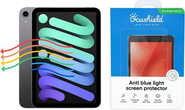 Main image of Ocushield Anti Blue Light Tempered Glass Screen Protector for Apple iPad Mini 6 (8.3") - Blue Light Filter for iPad - Anti Glare - Protect Your Eyes & Improve Sleep