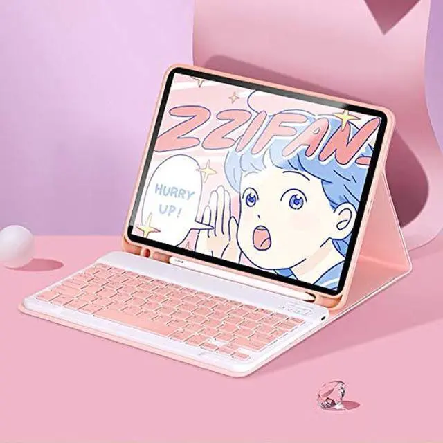 Alt view image 5 of 5 - YEEHi Keyboard Case for iPad Mini 5th Generation iPad Mini 4 Cute Color Keyboard Detachable Bluetooth Keyboard Cover with Pencil Holder for iPad Mini 5 (Purple)