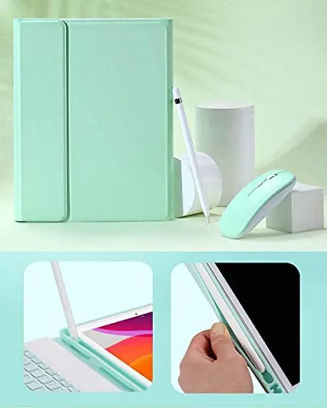 Alt view image 5 of 5 - AnMengXinLing Keyboard Case for iPad Mini 7th(A17 Pro) 2024/Mini 6th Generation with Mouse,Case for iPad mini7/mini6 with Detachable Wireless Keyboard Pencil Holder Slim Smart Cover, Green