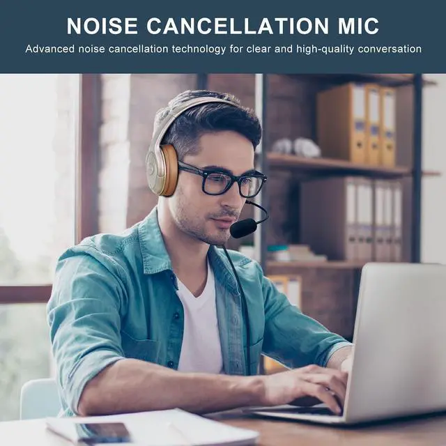 Alt view image 3 of 5 - USB Headset with Mic for Microsoft Teams, Zoom, Skype, Webex  Noise Cancelling PC Headphones with Mute & Volume Control, Lightweight Laptop Headset for Remote Work/Online Class