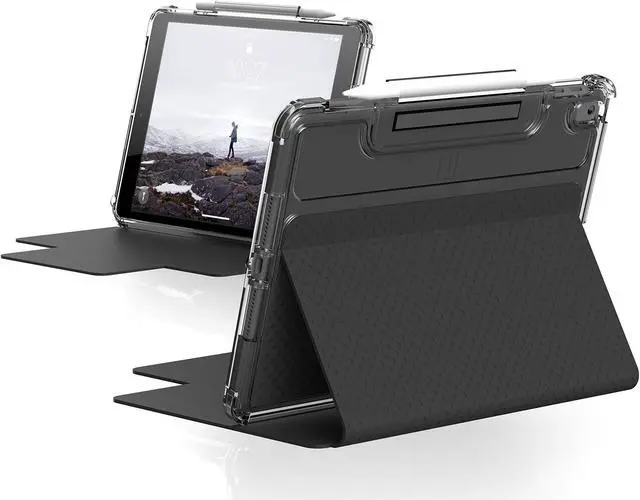 Main image of [U] by UAG Designed for iPad 10.2 Case Black/Ice 9th Generation 2021, 8th Gen 2020, Lucent Lightweight Ultra-Slim Smart Folio Protective Cover with Auto/Sleep Wake & Pencil Holder