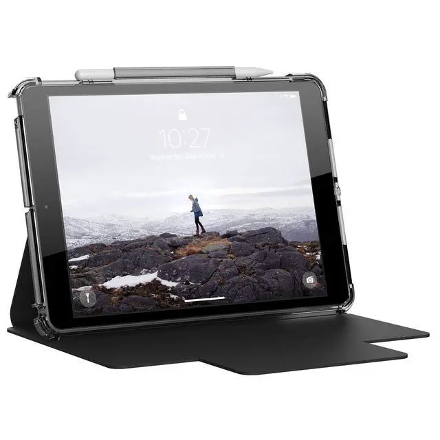 Alt view image 3 of 5 - [U] by UAG Designed for iPad 10.2 Case Black/Ice 9th Generation 2021, 8th Gen 2020, Lucent Lightweight Ultra-Slim Smart Folio Protective Cover with Auto/Sleep Wake & Pencil Holder