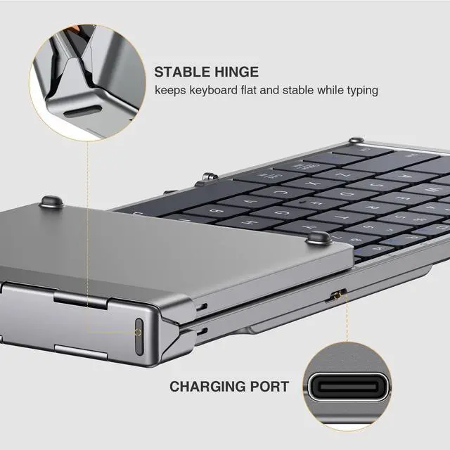 Alt view image 4 of 5 - ProtoArc Foldable Bluetooth Keyboard, XK01 Folding Wireless Portable Keyboard with Numeric Keypad, Full-Size Travel Keyboard for iPad Tablet Smartphone Laptop PC Windows iOS Android, Space Gray