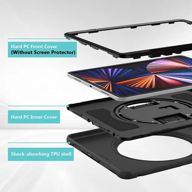 Alt view image 3 of 5 - ProCase iPad Pro 11 Inch Case 2021 2020 2018 Bundle with 4-Way Privacy Screen Protector for 10.9 iPad Air 5 2022/iPad Air 4 2020/iPad Pro 11 3rd Gen 2021/2nd Gen 2020/1st Gen 2018