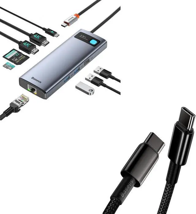 Main image of Baseus 9 in 1 Laptop Docking Station and USB C Cable, Baseus 100W PD 5A QC 4.0 Fast Charging USB C to USB C Cable
