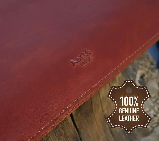 Alt view image 2 of 5 - Aartedesign Genuine Vintage Leather Sleeve Case for 14 Inch MacBook 14 Pro 2021-2025 M1 M2 M3 M4 Pro/Max A2442 A2779 Laptop Soft Skin Carrying Bag (Horizontal, Vintage Cognac)