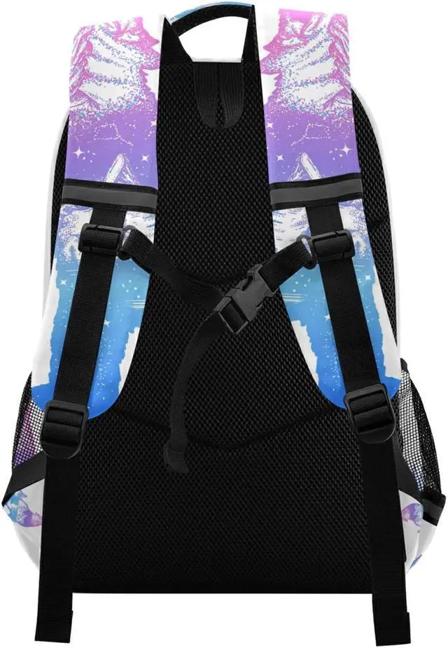 Alt view image 2 of 5 - ALAZA Galaxy Wolf Double Exposure Tattoo Art Backpacks Travel Laptop Daypack School Book Bag for Men Women Teens Kids one-size