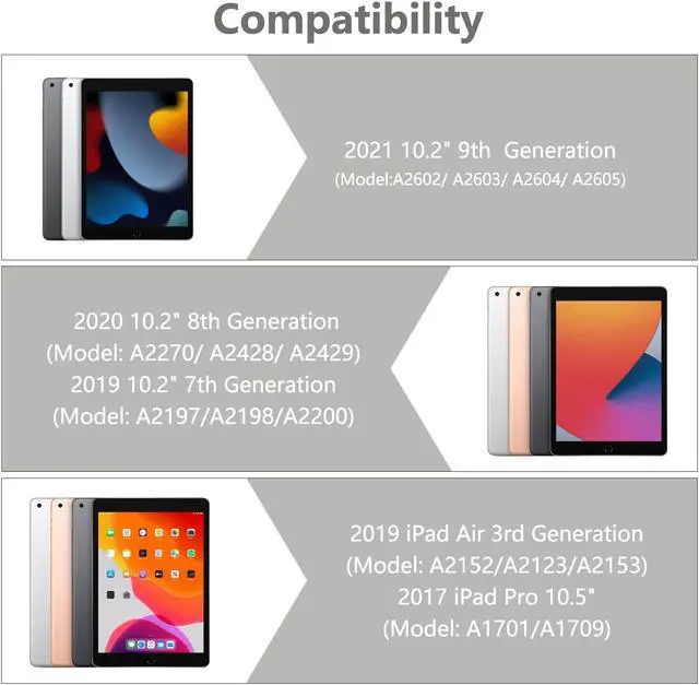 Alt view image 2 of 5 - BAIBAO iPad 9th Generation Case with Keyboard 10.2 Inch - Detachable Slim Cover with Pencil Holder, Compatible with iPad 8th/7th Gen, Pro 10.5, Air 3rd (Gray)