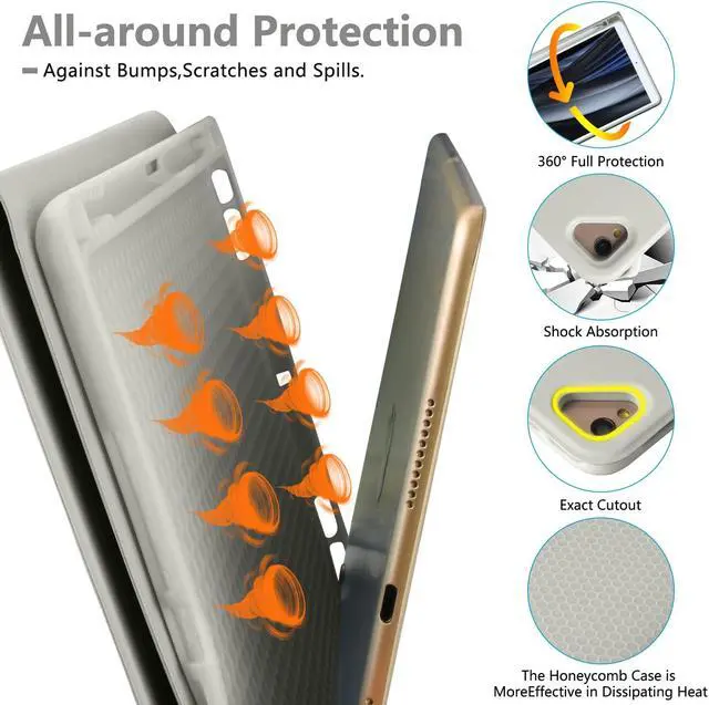 Alt view image 4 of 5 - BAIBAO iPad 9th Generation Case with Keyboard 10.2 Inch - Detachable Slim Cover with Pencil Holder, Compatible with iPad 8th/7th Gen, Pro 10.5, Air 3rd (Gray)